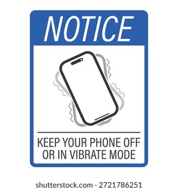 La etiqueta de aviso imprimible mantiene su teléfono apagado o en modo de vibración, modo silencioso, sin alertas de timbre, solo vibración