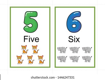 printable number flashcards for teaching number      flashcards number  flash card for teaching number easy to print on a4 with dotted line cut vector
