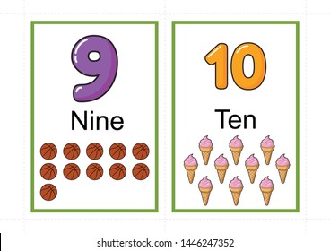 Printable Number Flashcards Teaching Number Flashcards Stock Vector ...