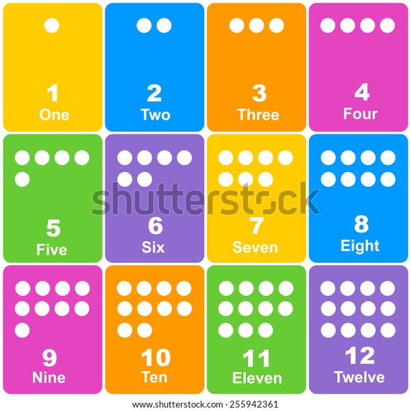 Printable Number Learning Cards Preschool Kindergarten Stock Vector ...