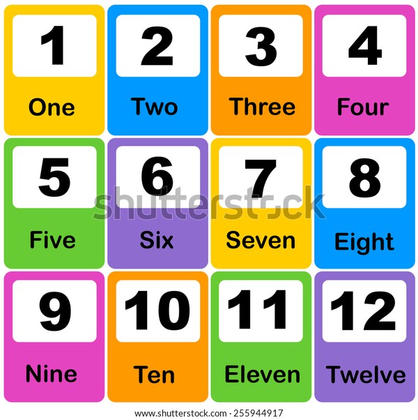 Printable Number Learning Cards Preschool Kindergarten Stock Vector ...