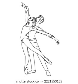 Dibujo de una línea de bailarina imprimible. Balerina de dibujo de línea continua única con estilo de baile de movimiento de ballet.Retrato. Dibujo continuo de líneas с ballet de baile. Ilustración de una línea.