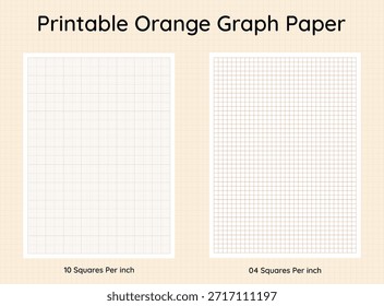 imprimible Papel naranja graph cuatro, 4, diez, 10, cuadrados por pulgada, eps 10