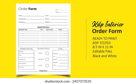 Printable Order Form Vector File  