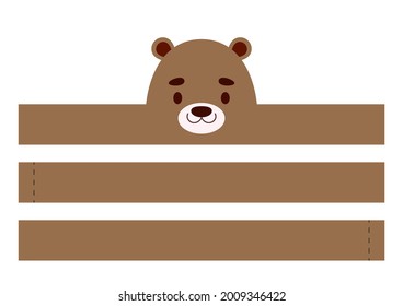 Printable otter paper crown. Diy cut party ribbon template for birthday, christmas, baby shower. Fun accessory for entertainment. Print, cut and glue. Vector stock illustration.