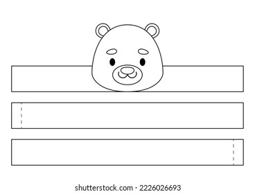 Printable otter paper crown. Diy cut party ribbon template for birthday, Christmas, baby shower. Fun accessory for entertainment. Print, color, cut and glue. Vector stock illustration