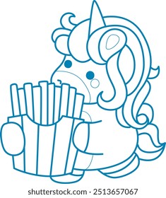 Printable outline Unicorn templates for coloring children's book
Unicorn bring a french fries