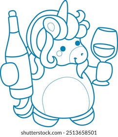 Printable outline Unicorn templates for coloring children's book.
Unicorn bring a bottle and glass of beer