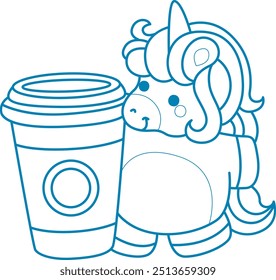 Printable outline Unicorn templates for coloring children's book.
Unicorn bring a big coffee cup