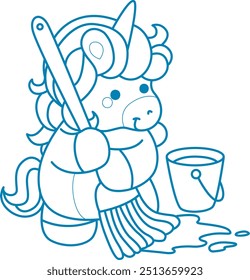 Printable outline Unicorn templates for coloring children's book.
Unicorn mop a floor