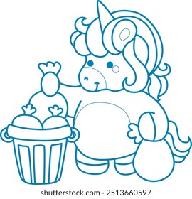 Printable outline Unicorn templates for coloring children's book.
Unicorn throw a garbage