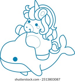 
Printable outline Unicorn templates for coloring children's book.
Unicorn riding a big shark