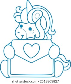 
Printable outline Unicorn templates for coloring children's book.
Unicorn bring a big love envelope