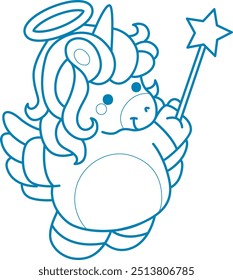 
Printable outline Unicorn templates for coloring children's book.
Unicorn wearing an angel costume