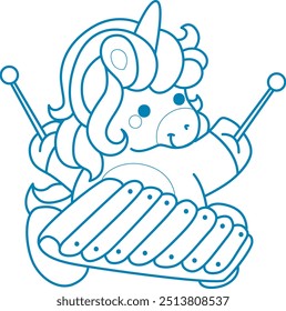 
Printable outline Unicorn templates for coloring children's book.
Unicorn playing a traditional instrument