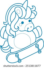 Printable outline Unicorn templates for coloring children's book.
Unicorn playing skateboard