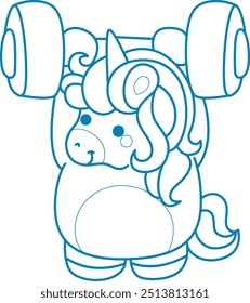 Printable outline Unicorn templates for coloring children's book.
Unicorn lifting barbell in the gymnastic