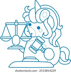 Printable outline Unicorn templates for coloring children's book.
Unicorn bring a law and justice item