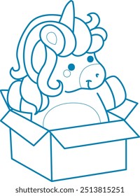 Printable outline Unicorn templates for coloring children's book.
Unicorn in the middle of box