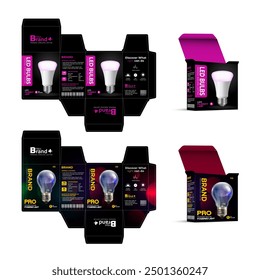 Printable Packaging Box and LED Bulb Concept Design with Separate Layer Organized