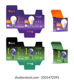 Printable Packaging Box and LED Bulb Concept Design with Separate Layer Organized