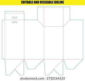 Printable Packaging Dieline Template for Custom Editable Resizable Folding Box Design