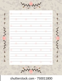 Printable page for notebook, organiser, planner or calendar. 