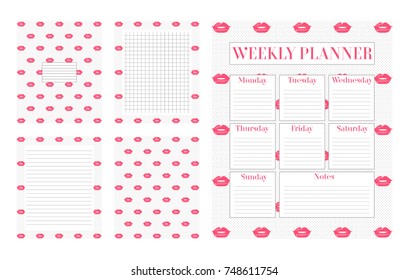 Printable pages for notebook, pages and weekly planner.