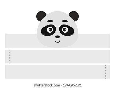 Druckbares Panda-Papier-Headband. Party Kronen-Schnitt-Vorlage zum Geburtstag, Weihnachten, Baby-Dusche. Unterhaltungszubehör. Drucken, schneiden und leimen. Vektorgrafik.