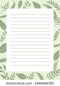 Printable Paper Noted Memo Templated Plant Floral