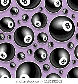 Printable pattern with billiards pool snooker 8 ball symbol. Vector illustration. Ideal for wallpaper, wrapper, packaging, fabric, textile, paper design and any kind of decoration.