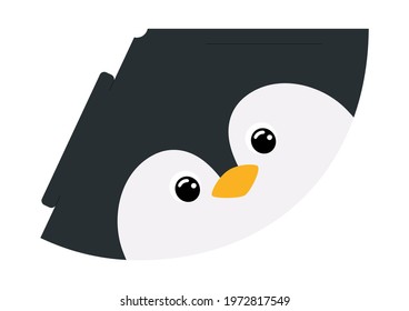 Printable Penguin Paper Hat. Party Die Cut Template For Birthday, Christmas, Baby Shower. Fun Accessory For Entertainment. Print, Cut And Glue. Vector Stock Illustration.