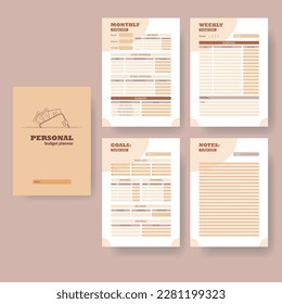 Printable personal monthly budget planner, vector illustration