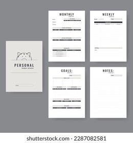 Printable personal monthly budget planner, vector illustration