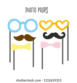 PRINTABLE PHOTO BOOTH PROPS WITH MOUSTACHE, GLASSES, BOW TIES