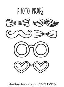PRINTABLE PHOTO BOOTH PROPS WITH MOUSTACHE, GLASSES, BOW TIES