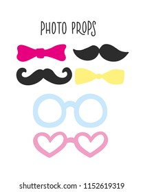 PRINTABLE PHOTO BOOTH PROPS WITH MOUSTACHE, GLASSES, BOW TIES