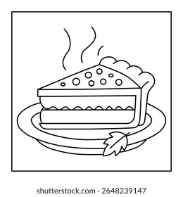 Printable Pie Coloring Sheet – Thanksgiving Dessert Line Art for Children