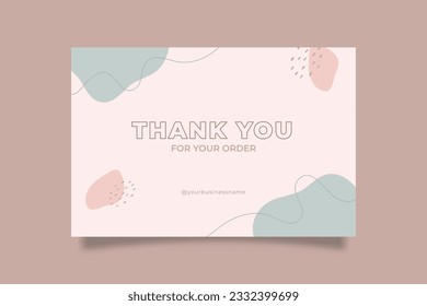 Printable Pink Blue Pastel Thank You Card for Online Small Business, Decorated with Blob and Stroke Object