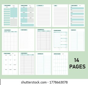 Printable planner set blue include daily, weekly, monthly, yearly planner and more