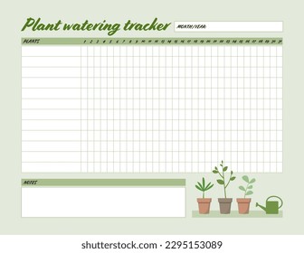 Printable plant watering tracker. Letter sized template for houseplant care.