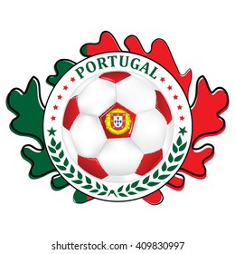Printable Portugal football team label. Portugal football national team sign, containing a soccer ball and the Portuguese flag. Print colors used