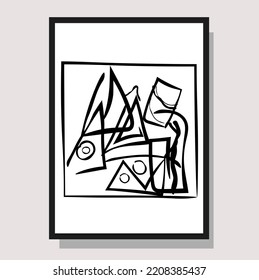 Printable poster with a girl in an Indian village. The drawing is suitable for interior design, printing on T-shirts.
