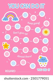 Printable rainbow reward chart for little girl princess. Sticker behavior chart, chore chart for kids. Toddler routine chart. Potty training. Toddler routine.