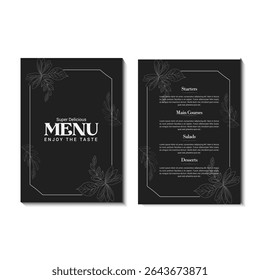 Afdrukbare Restaurant Food Menu ontwerp sjabloon. Bewerkbaar PSD-ontwerp voor café-, en fastfoodpromoties. Perfect voor afhalen en dineren.Fast Food Menu Template. Volledige Cursus Maaltijdpromotie Ontwerp.