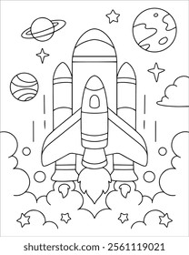 Printable rocket coloring pages illustration