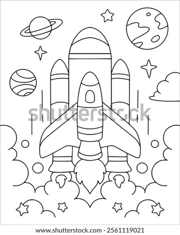 Printable rocket coloring pages illustration