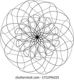 Printable round black line mandala image.