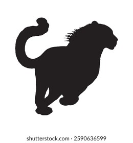 Printable Running Leopard Silhouette for T-Shirts, Posters, and Stickers - Leopard Vector - Leopard Icon
