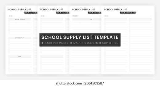 Plantilla de lista de suministros escolares imprimibles, Lista de suministros escolares de primaria, Lista de suministros escolares editables de regreso a la escuela Plantillas Paquete, madre, maestra, padre, estudiante